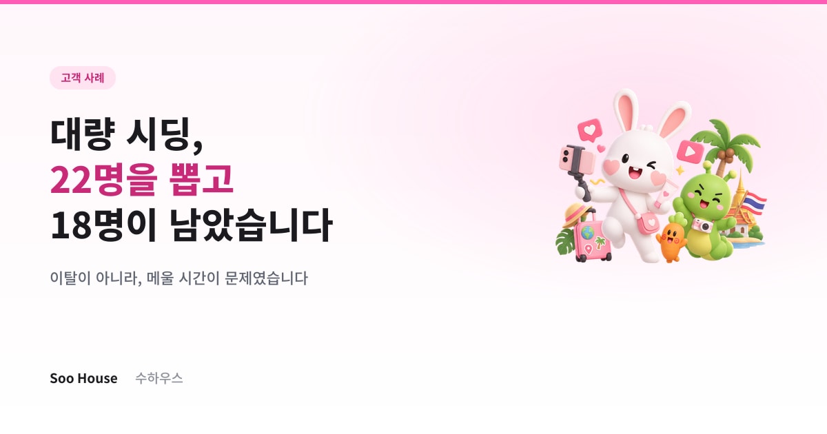 대량 시딩, 22명을 뽑고 18명이 남은 회차