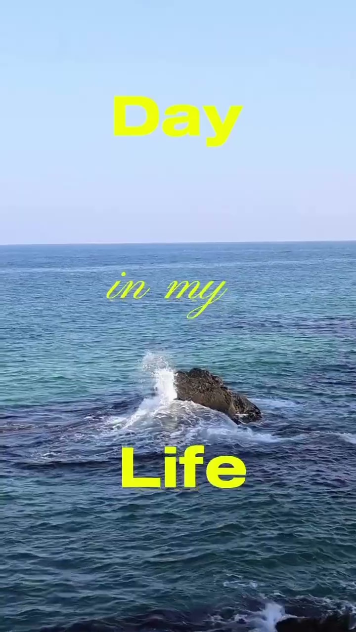 바다 위로 부서지는 파도를 배경으로 Day in my Life 문구가 얹힌 세로형 숏폼 장면